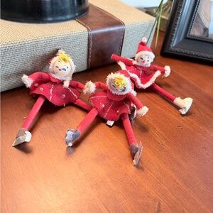 Set of 3 Vintage Christmas Pixie Skaters